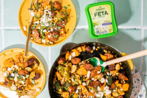 One Skillet Feta, Sausage, and Veggie Skillet