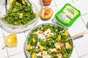 Peach Kale Feta Salad